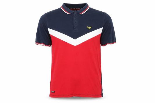 Front view of Threadbare men’s red cotton polo, size M, collared button