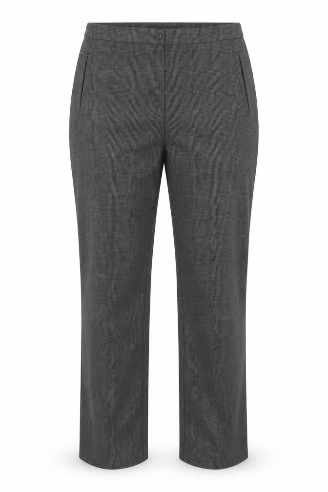 Marks and Spencer Womens Grey Houndstooth Polyester Trousers  Size 10 L30 in Slim