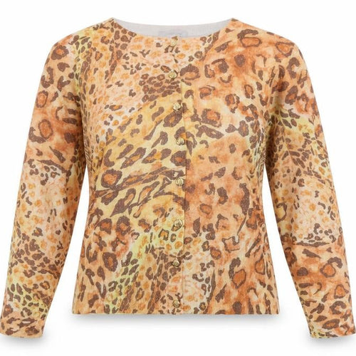 Collezioni Womens Multicoloured Round Neck Animal Print Acrylic Cardigan Jumper Size M