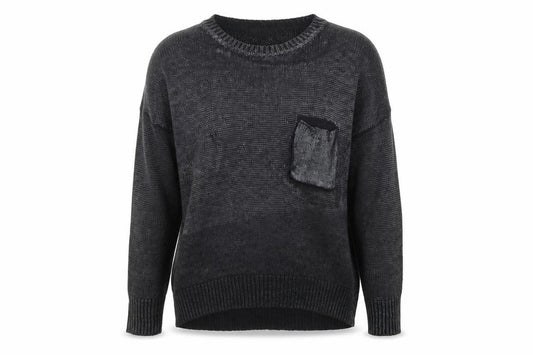 Front view of Select women’s grey crew neck acrylic jumper, size UK 12