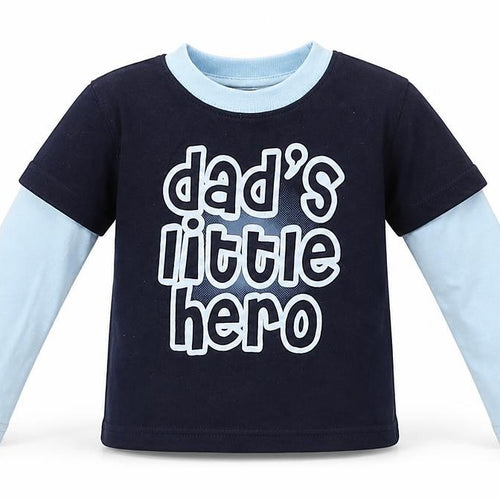 Early Days Boys Blue  Cotton Basic T-Shirt Size 6-9 Months Crew Neck Pullover - Dad's Little Hero