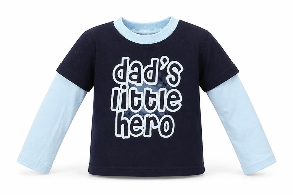Early Days Boys Blue  Cotton Basic T-Shirt Size 6-9 Months Crew Neck Pullover - Dad's Little Hero