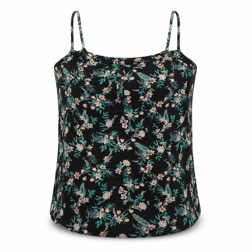 Dorothy Perkins Womens Black Floral Viscose Basic Tank Size 8 Scoop Neck