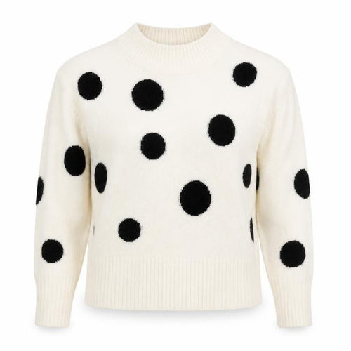 Marks and Spencer Womens Ivory Round Neck Polka Dot Acrylic Pullover Jumper Size S
