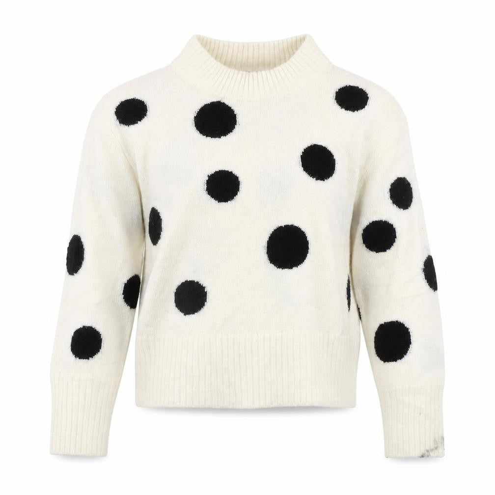 Marks and Spencer Womens Ivory Round Neck Polka Dot Acrylic Pullover Jumper Size XS