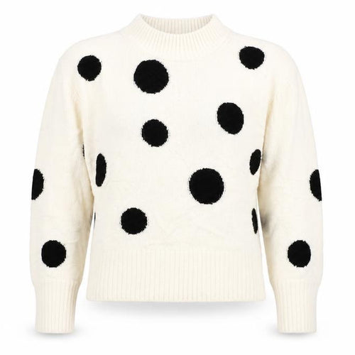Marks and Spencer Womens Ivory Round Neck Polka Dot Acrylic Pullover Jumper Size S