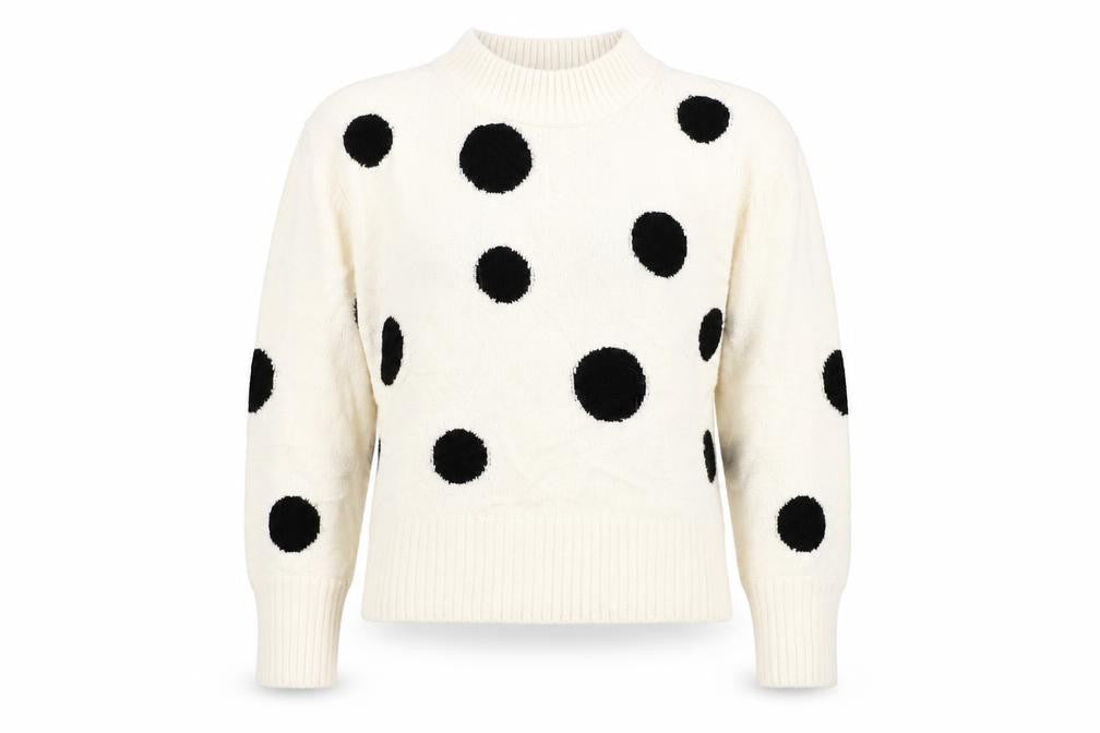 Marks and Spencer Womens Ivory Round Neck Polka Dot Acrylic Pullover Jumper Size S
