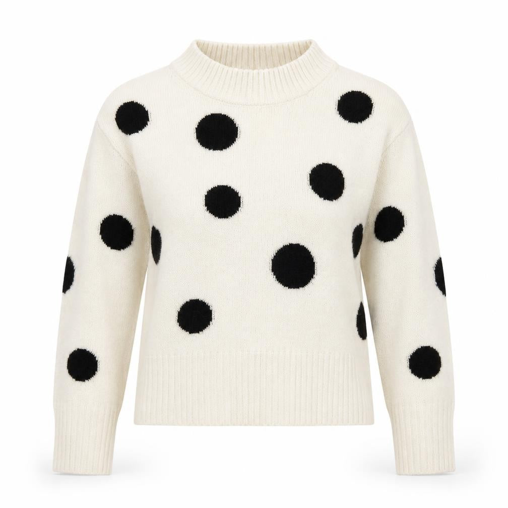 Marks and Spencer Womens Ivory Round Neck Polka Dot Acrylic Pullover Jumper Size XS