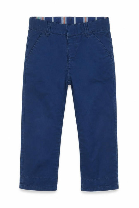 Front view of NAME IT boys’ blue cotton chino trousers, size 2, years regular button