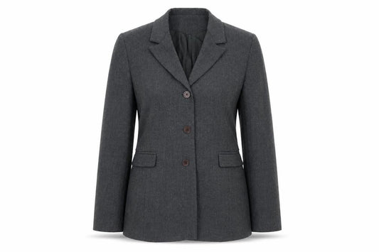 Front view of Debenhams women’s grey jacket blazer, size UK 8, button