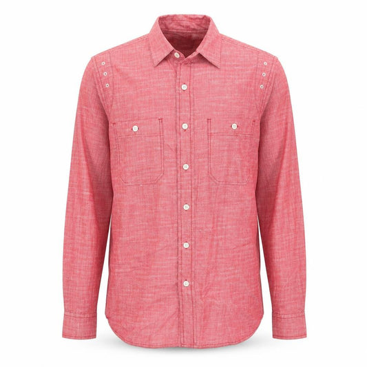 Front view of Topman men’s pink cotton button-up, size XS, collared button