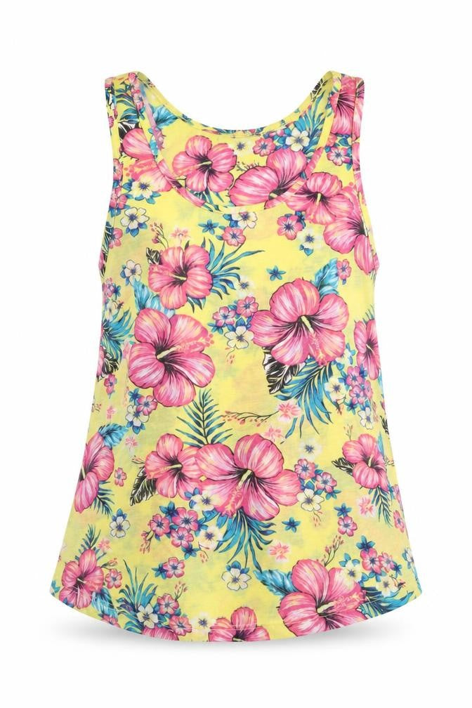 Front view of Atmosphere women’s multicoloured floral polyester camisole tank, size UK 10, scoop neck