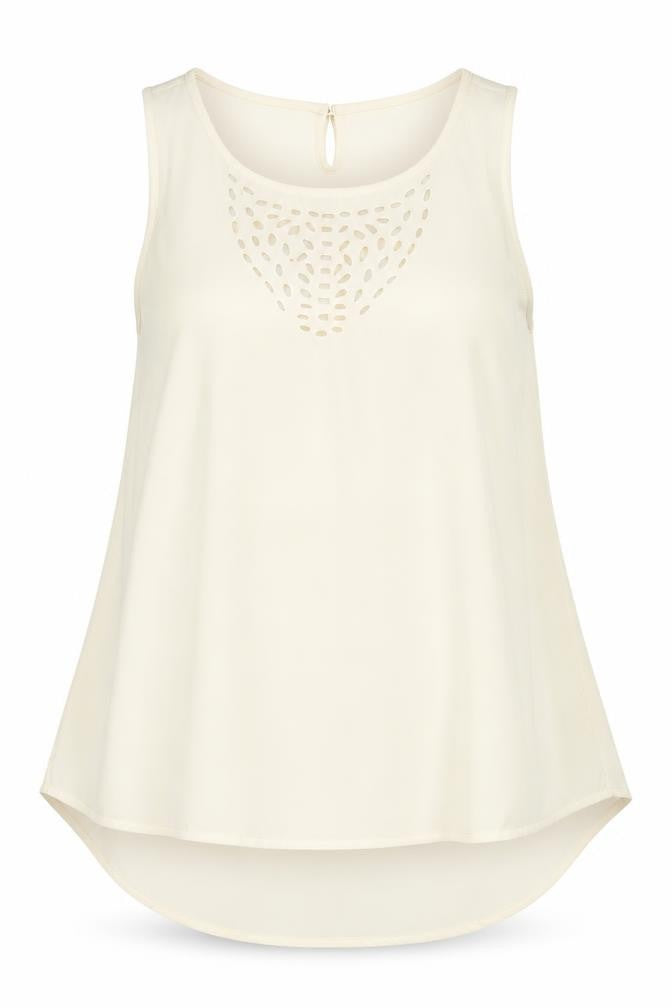Front view of Vero Moda women’s ivory polyester basic blouse, size M, round neck