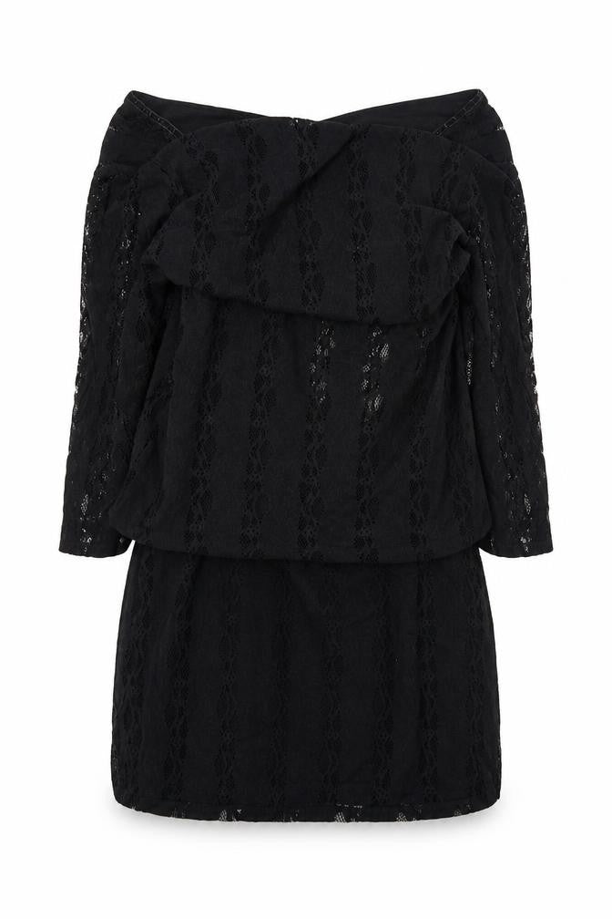 Style Collection Womens Black  Nylon Pencil Dress  Size M  Square Neck Button
