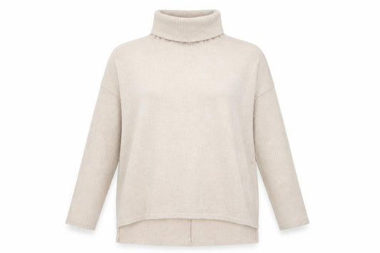 Front view of George women’s beige roll neck viscose jumper, size UK 12