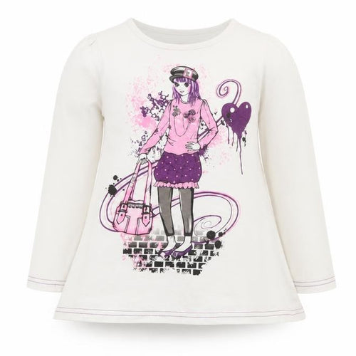 Dunnes Stores Girls White  Cotton Pullover T-Shirt Size 5 Years Crew Neck