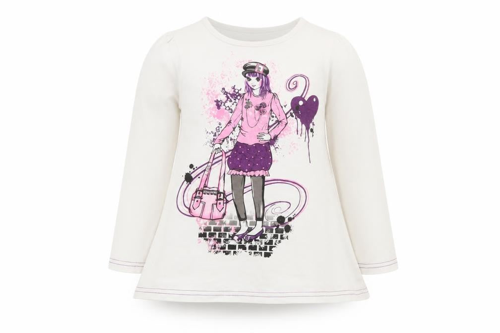 Dunnes Stores Girls White  Cotton Pullover T-Shirt Size 5 Years Crew Neck