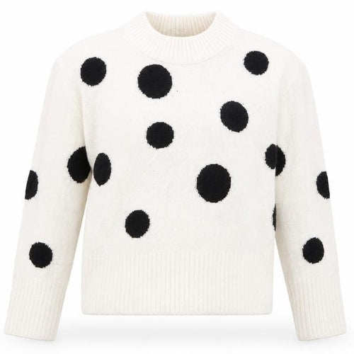 Marks and Spencer Womens Ivory Mock Neck Polka Dot Acrylic Pullover Jumper Size S