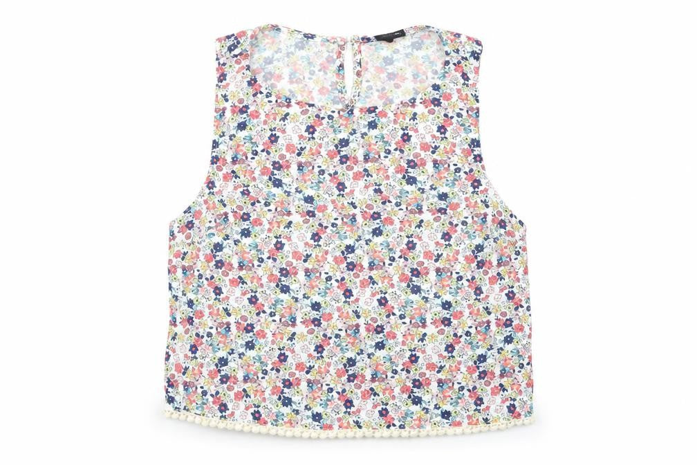 New Look Girls Multicoloured Floral Viscose Pullover Blouse Size 12 Years Boat Neck Button