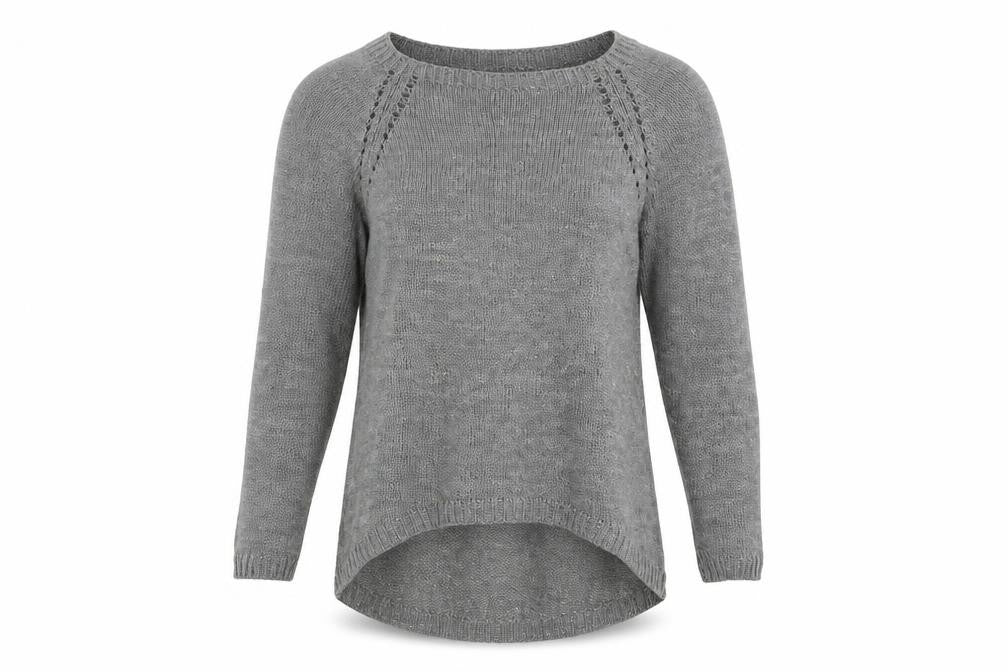 Made in Italy Womens Grey Boat Neck  Acrylic Pullover Jumper Size S
