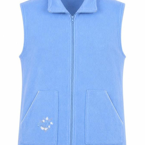 Daxon Womens Blue Floral  Gilet Jacket Size S  Zip