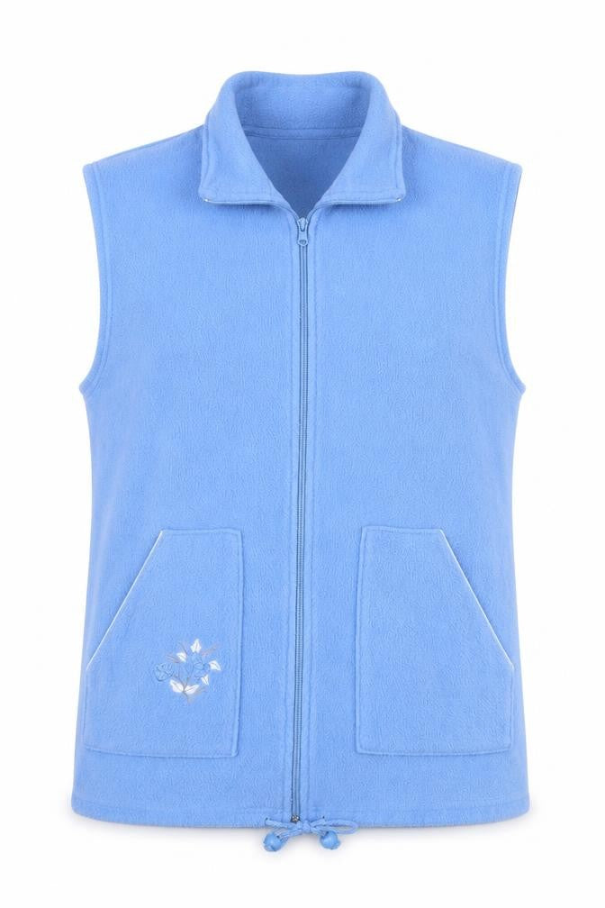 Daxon Womens Blue Floral  Gilet Jacket Size S  Zip