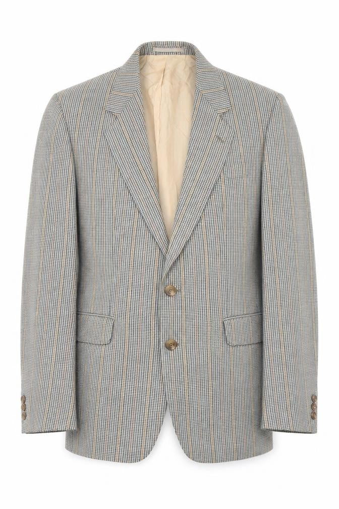 Front view of Man International men’s multicoloured houndstooth polyester jacket blazer, size 36