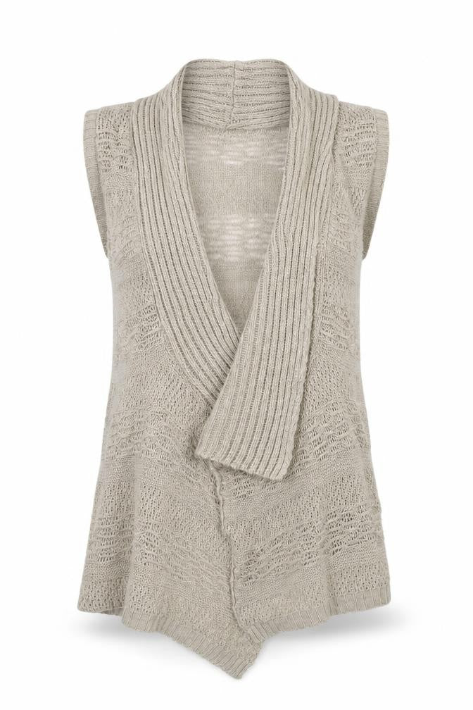Evie Womens Beige V-Neck  Cotton Cardigan Jumper Size 10