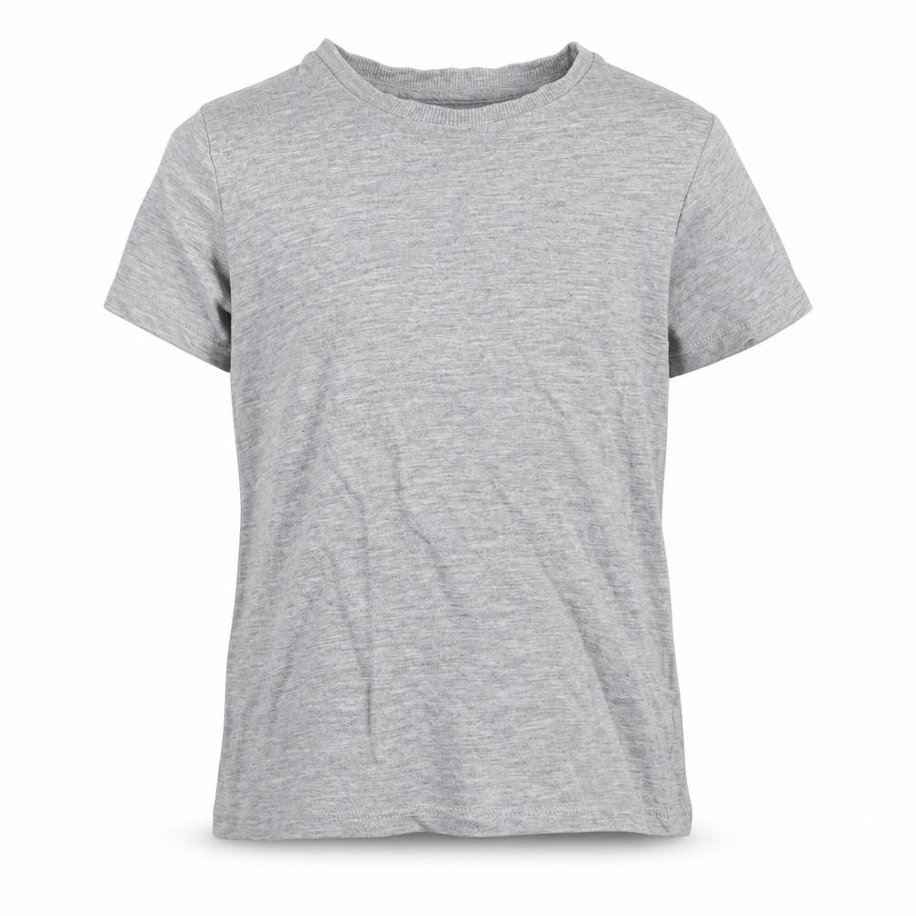 Marks and Spencer Girls Grey  Cotton Pullover T-Shirt Size 6-7 Years Crew Neck Pullover
