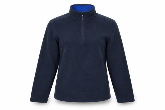 Front view of Quechua women’s blue 100% polyester pullover sweatshirt, size S, zip