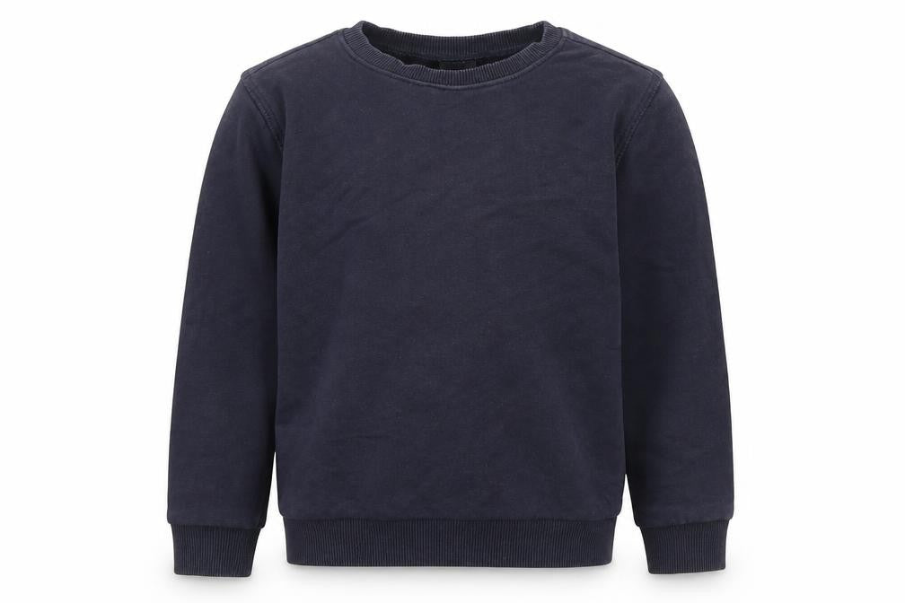Front view of F&F boys’ blue cotton pullover sweatshirt, size 4-5, years