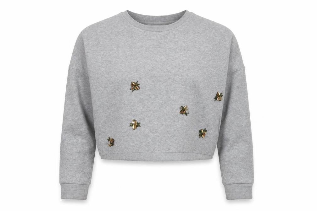 Front view of Primark women’s grey polyester pullover sweatshirt, size XS, pullover