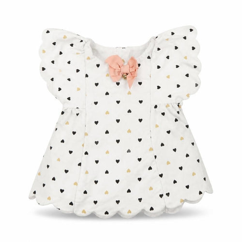 Isaac Mizrahi Girls White Geometric Cotton Fit & Flare  Size 3-6 Months  Round Neck Button