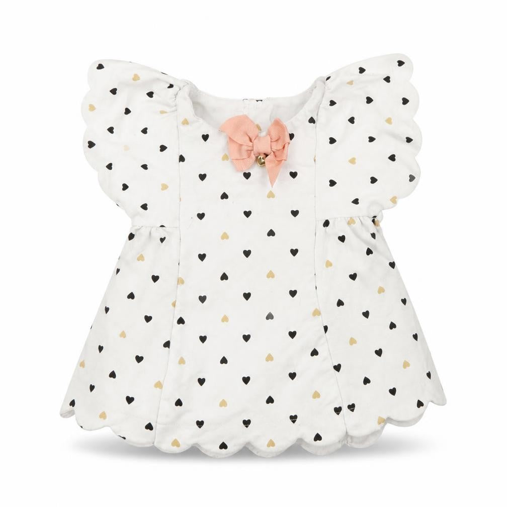 Isaac Mizrahi Girls White Geometric Cotton Fit & Flare  Size 3-6 Months  Round Neck Button
