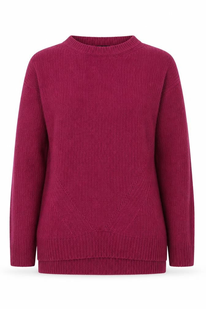 Front view of Peacocks women’s purple crew neck acrylic jumper, size S