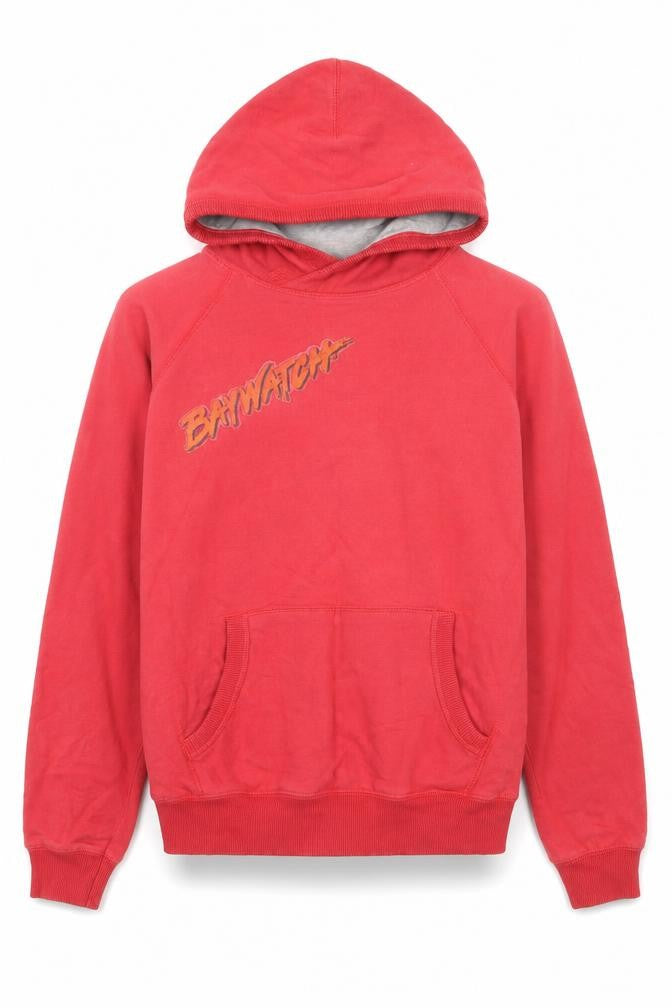 Front view of Goerge men’s red cotton pullover hoodie, size M
