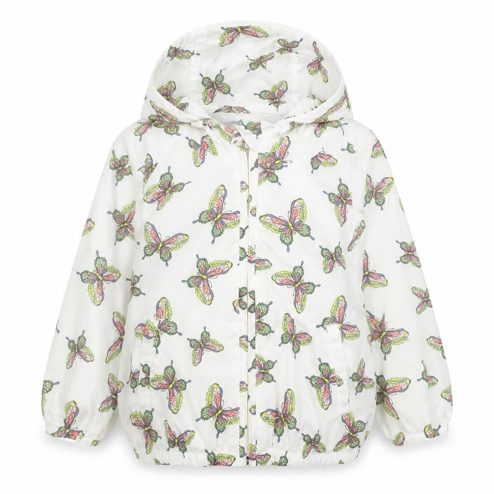 Gap Girls White Geometric  Rain Coat Jacket Size 2 Years  Zip - Butterfly Print
