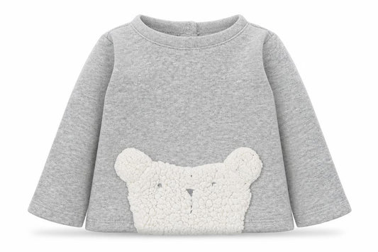 Front view of Gap Baby Grey Cotton jumper, size 6-9, Months Button - Polar Bear