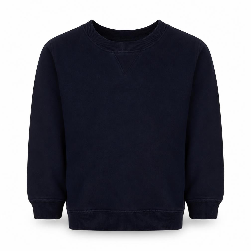 Front view of SCHOOLWEAR boys’ blue cotton pullover sweatshirt, size 4, years