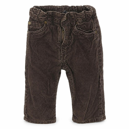 Front view of H&M boys’ brown cotton capri trousers, size 9, months button