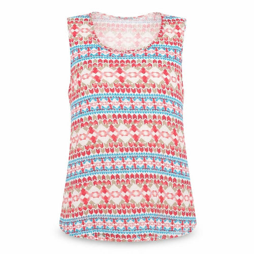 Mystify Womens Multicoloured Geometric Viscose Jersey Tank Size XL Round Neck