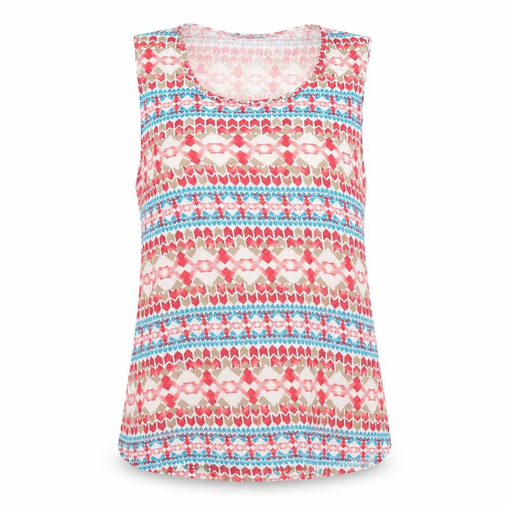 Mystify Womens Multicoloured Geometric Viscose Jersey Tank Size XL Round Neck
