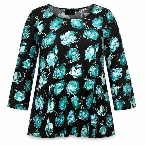MINKPINK Womens Black Floral Viscose Trapeze & Swing  Size M  Round Neck  - Flare Sleeve