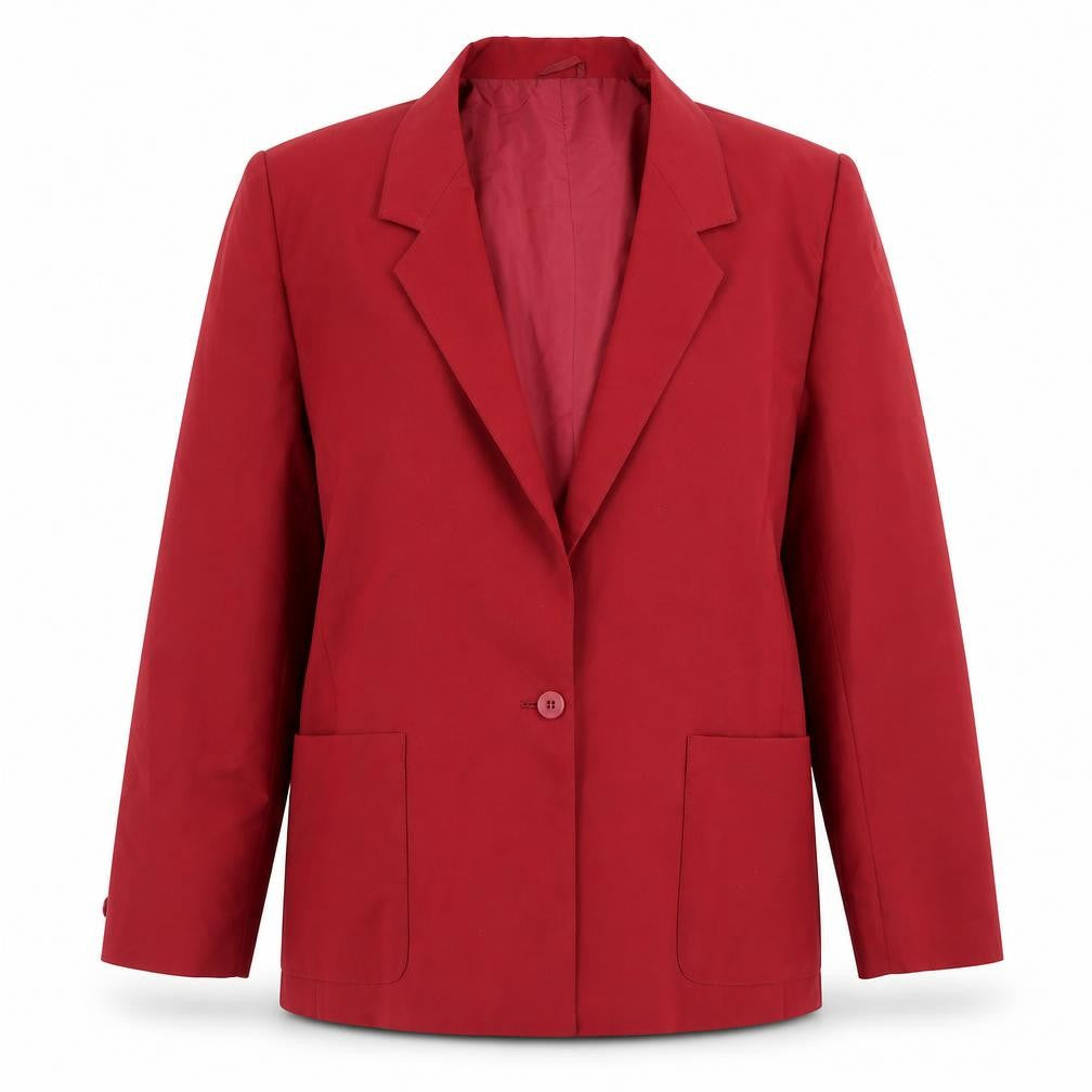 Front view of Classics women’s red polyester jacket blazer, size UK 14