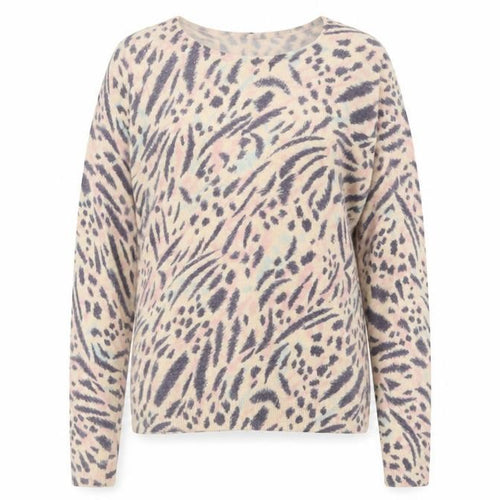 Marks and Spencer Womens Purple Crew Neck Animal Print Viscose Pullover Jumper Size 8