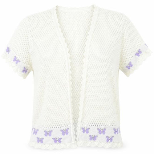Envy Womens White Round Neck  Nylon Cardigan Jumper Size M
