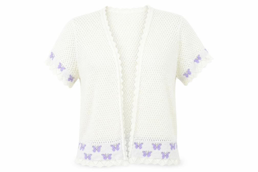 Envy Womens White Round Neck  Nylon Cardigan Jumper Size M
