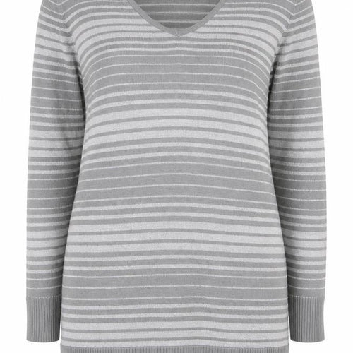 George Womens Grey Scoop Neck Striped Acrylic Tunic Jumper Size 12