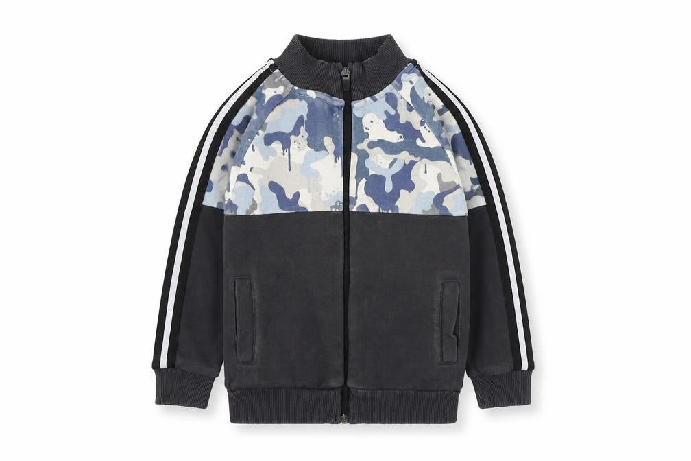 NEXT Boys Grey Camouflage Cotton Full Zip Sweatshirt Size 4 Years  Zip