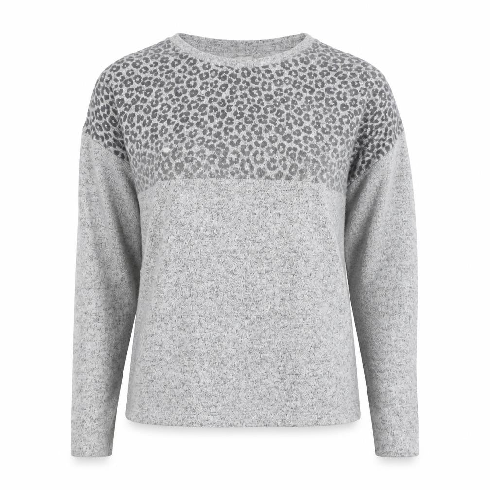 Matalan Womens Grey Round Neck Animal Print Viscose Pullover Jumper Size S   - Loungewear